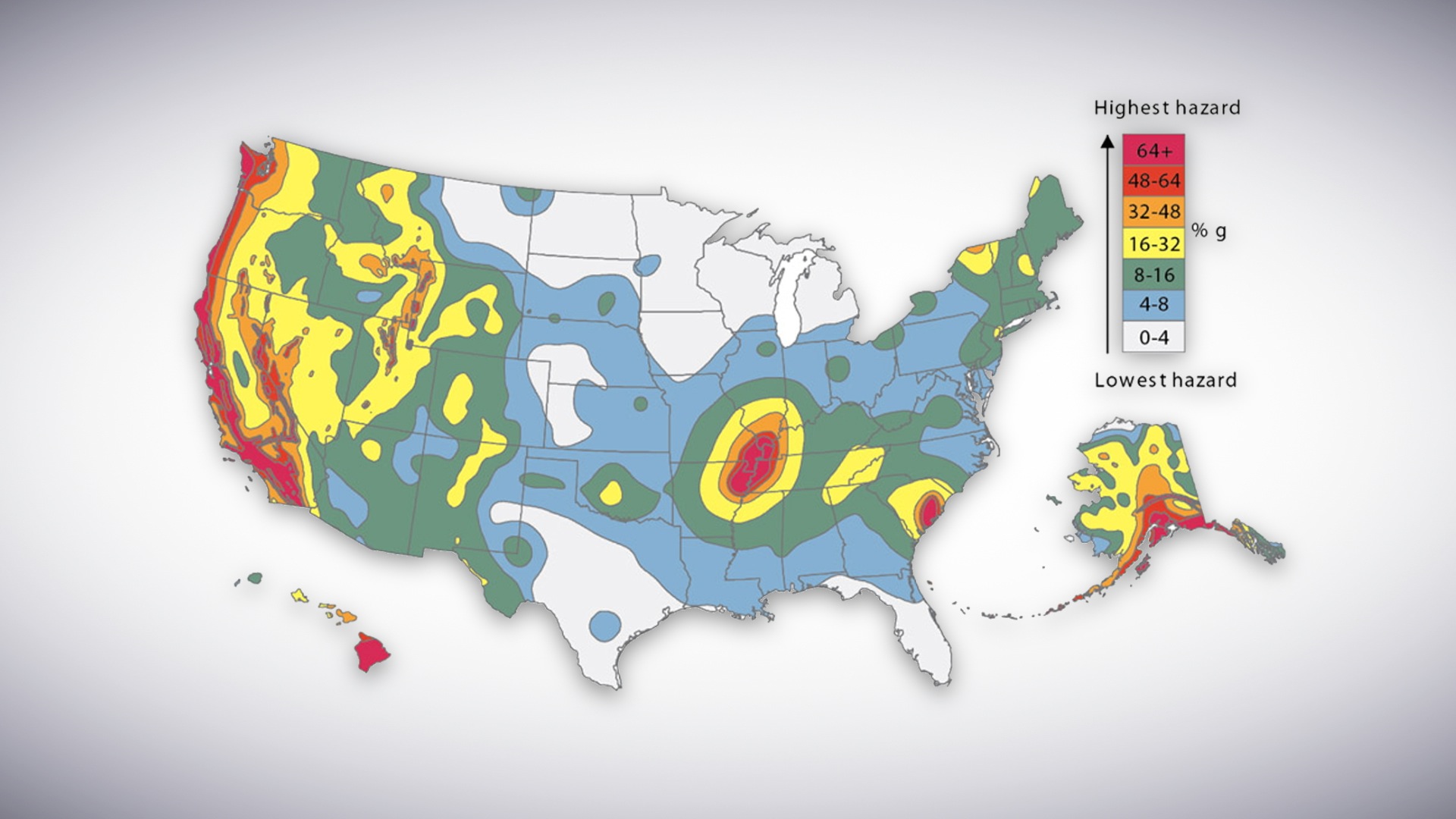 The USGS earthquake hazard map shows a high seismic threat level around the New Madrid fault. Researchers from the Kentucky Geological Survey say this threat is highly overstated.